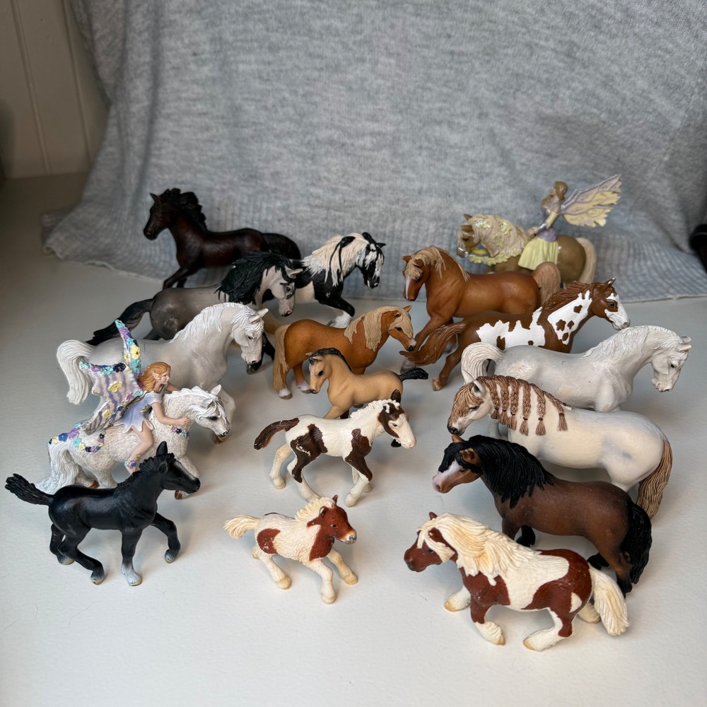 Schleich Horse Figure Lot 19pc with 3 Bayala Fairies Stallions Foals 2003-2015